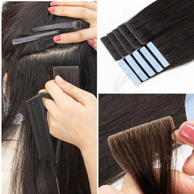 MRS HAIR Invisible Tape Hair Extensions Hand Tied Tape in Hair Extensions Human Natural Adhesive Extension 10pcs/pack human hair extensions hair extensions