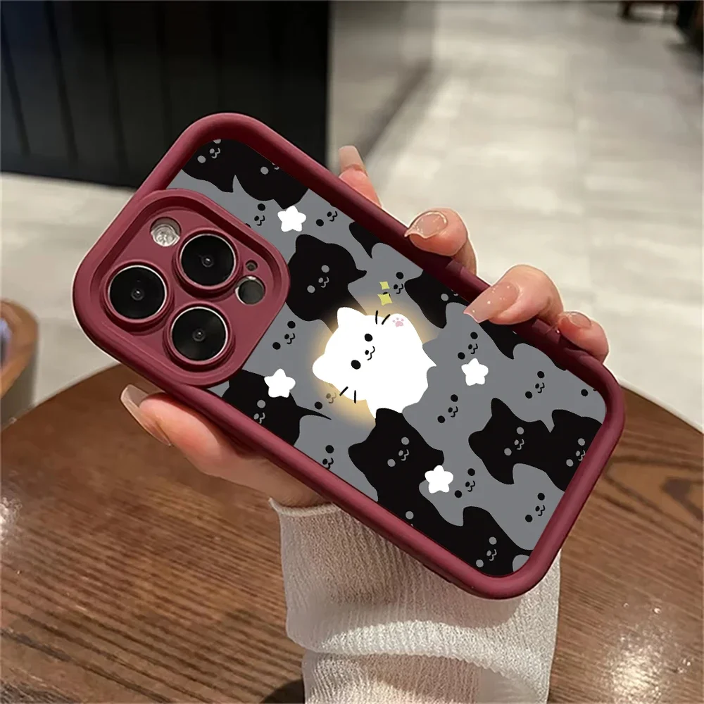 Cute Cartoon Cat Silicone Phone Case - Shockproof Soft Bumper Back Cover
