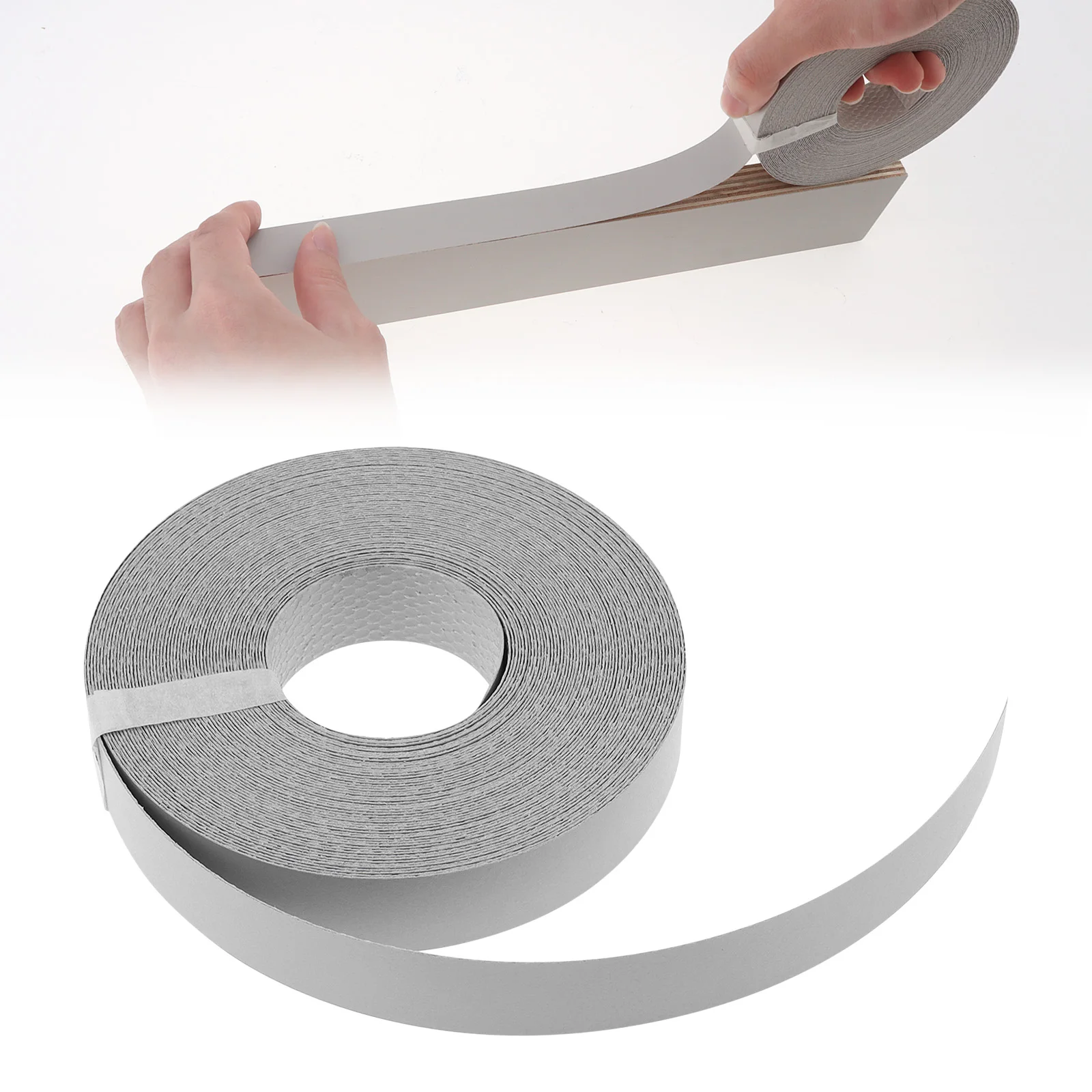 15m Gray Hot Melt Adhesive Melamine Edge Banding for Plywood Table / Cabinet / Furniture, Pre-glued Veneer Edging