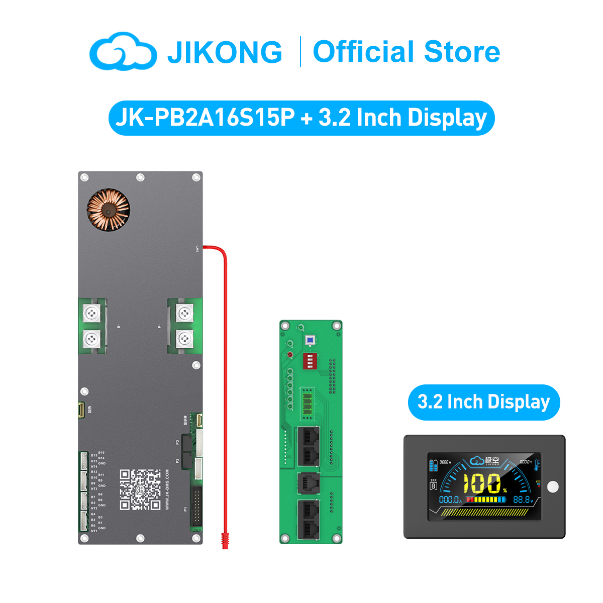 JIKONG BMS JK-PB2A16S15P+3.2 Display  Lifepo4 Li-ion LTO Inverter  8S 16S 24V 48V Family Energy Storage  BMS Accessories