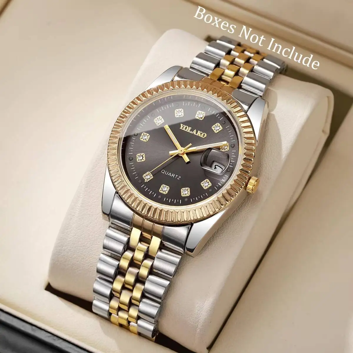 Rhinestone Men Business Watches Fashion Women Quartz Watch with Calendar Clock Gift（Without Box）