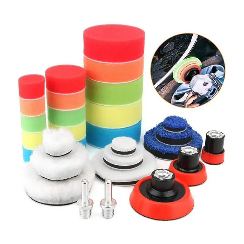 

Car Polishing Sponge Kit Buffing Waxing Pad Abrasive Automotive Disc Foam Pads For Auto Polisher Headlight Refurbish Detailing