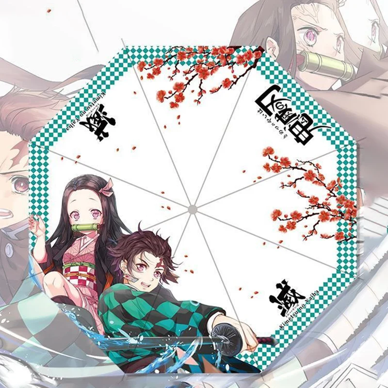 Kamado Nezuko,Kamado Tanjirou,Kimetsu no Yaiba,Demon Slayer,Anime,Anti-UV,Automatic Rain Compact Umbrella for Woman Man