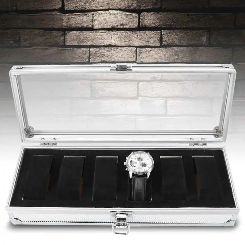 1pcs Aluminium Watches Box Jewelry Display Storage Case Suede Inside