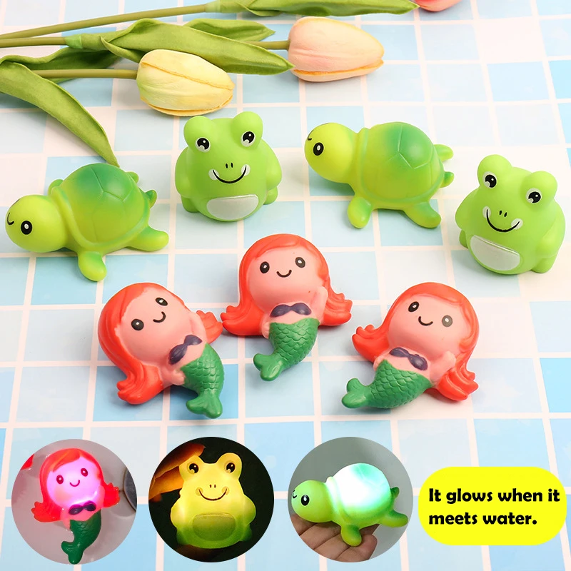 Funny Children Water Flashing Floating Frog Turtle Water Toys Kids Automatic Led Lighting Up Animals Bath Toys Baby Toy Gifts 2