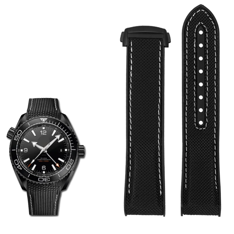 Nylon Rubber Watchband with Deployant Clasp - Silicone Strap Accessory