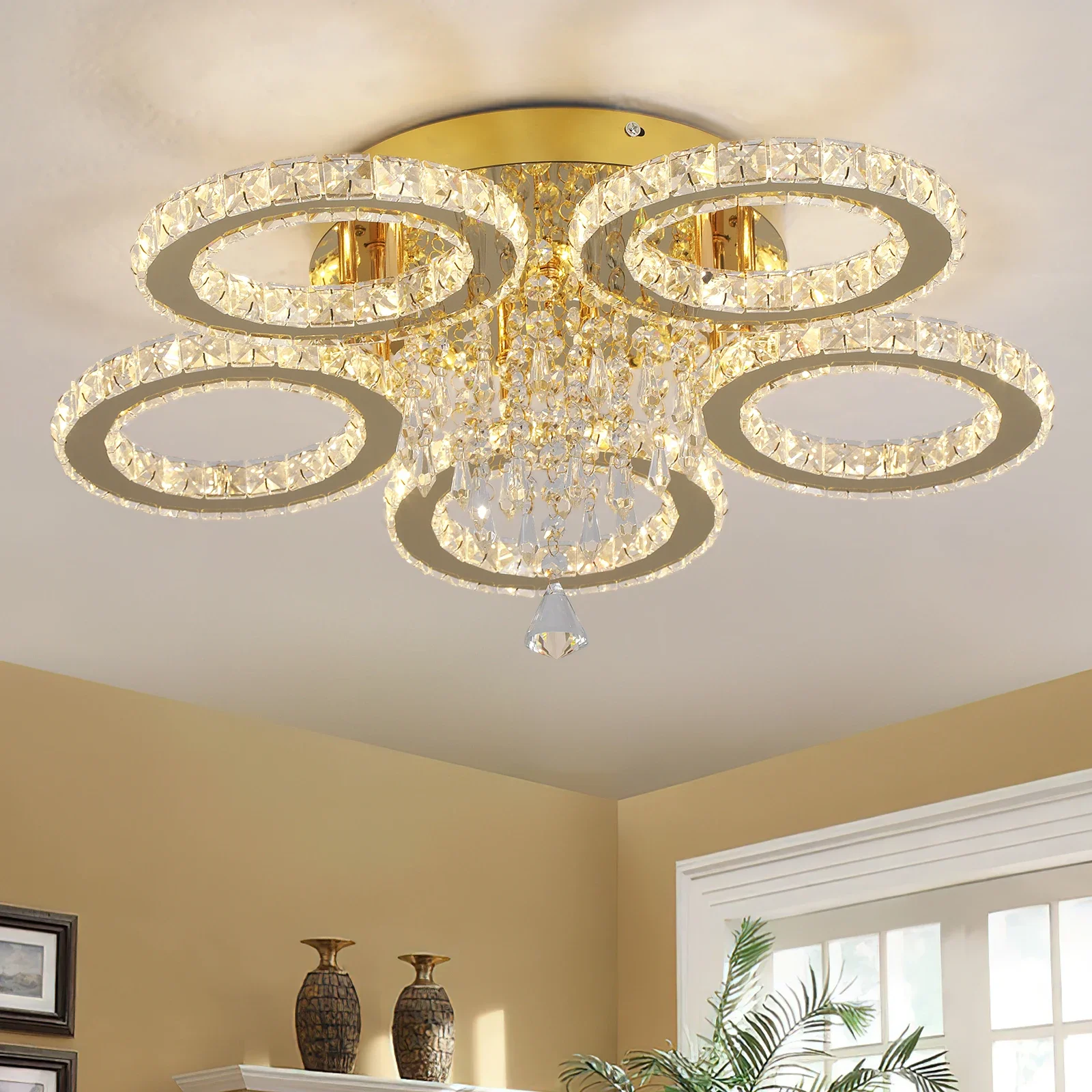 Luxury Gold Crystal LED Ceiling Lamp 2
