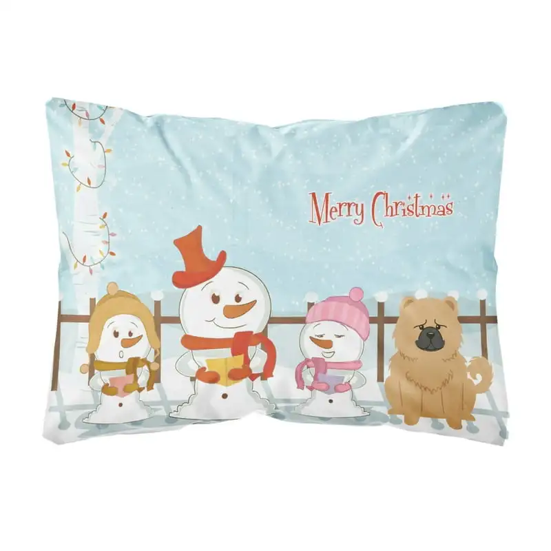 

Treasures BB2475PW1216 Merry Christmas Carolers Chow Chow Cream Canvas Fabric Decorative Pillow, 12H x16W,