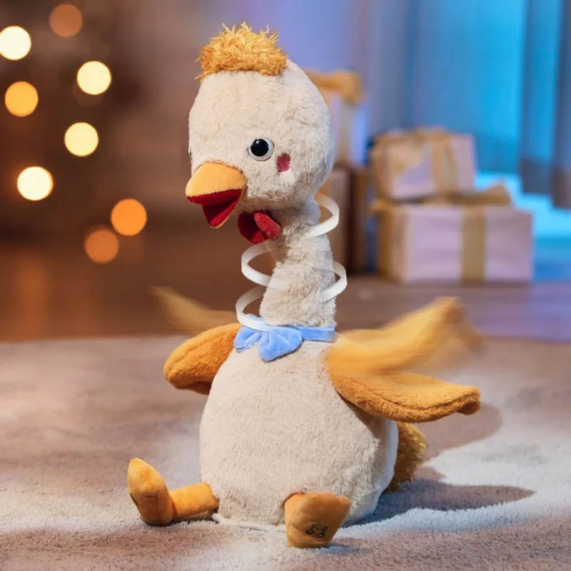 High Quality Baby Electric Plush Toys Cute Funny Twist Dancing Chick With Music Children Interactive Plush Learning To Talk Toys