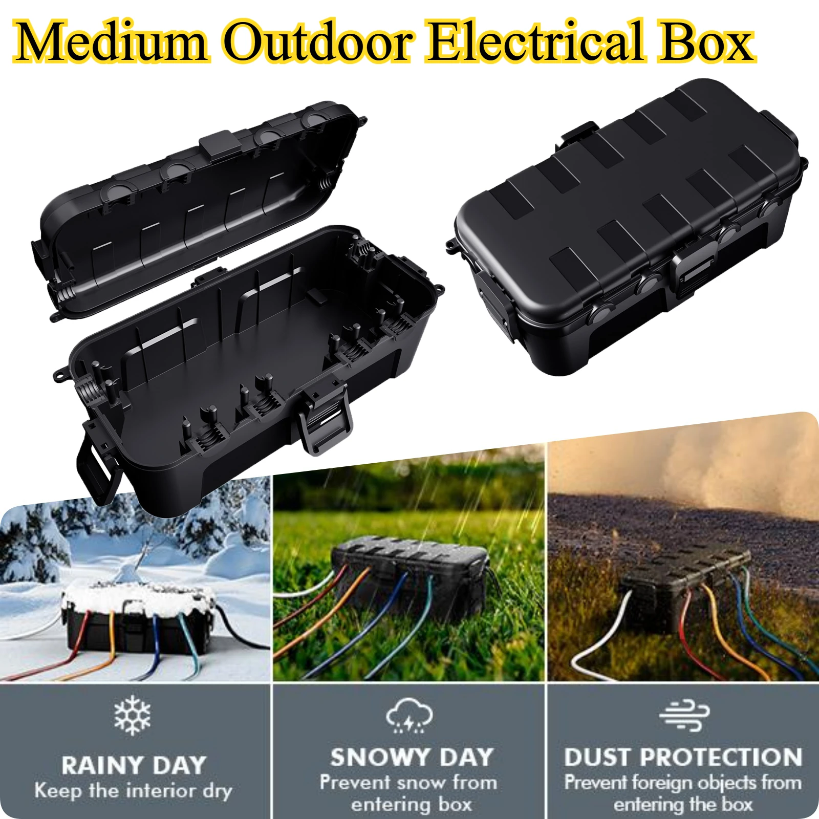 Durable Weatherproof Outdoor Electrical Junction Box - Medium, IP54 Rated, Wall-Mounted