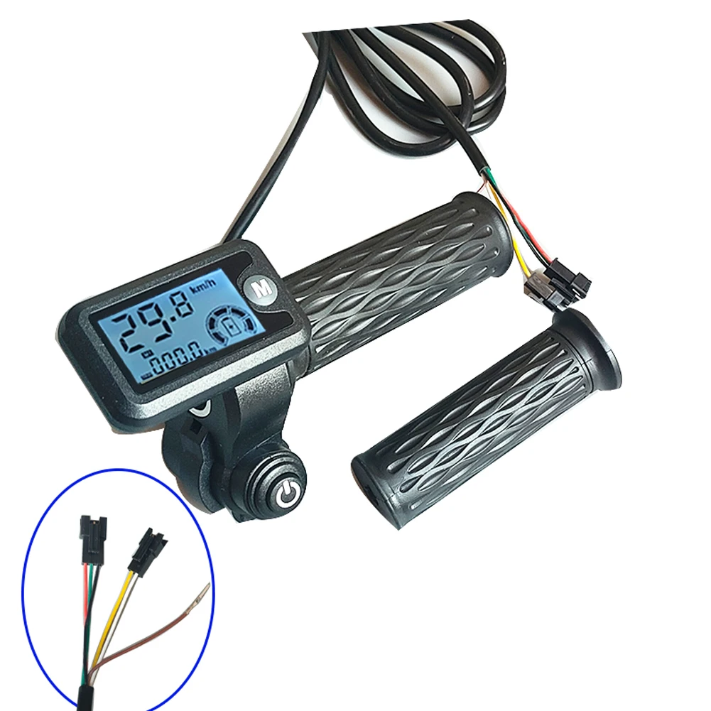 Una coppia di impugnature per acceleratore EBike 36V/48V/60V/72V con display LCD della velocità e cavo da 170 cm per bicicletta elettrica - immagine 2