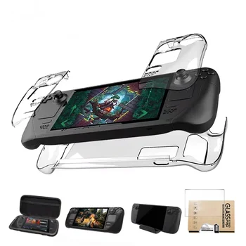 Portable Storage Bag + Crystal Shell + Tempered Glass + Dock Stand + Silicone Case for Steam Deck Accessories 2