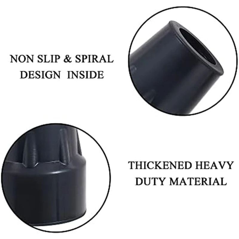 Crutch Tips Set 3/4Inch Heavy Duty Non-Slip Rubber Cane Tips Set Replacement Cane Foot Caps, Crutch Pads, 6 PCS