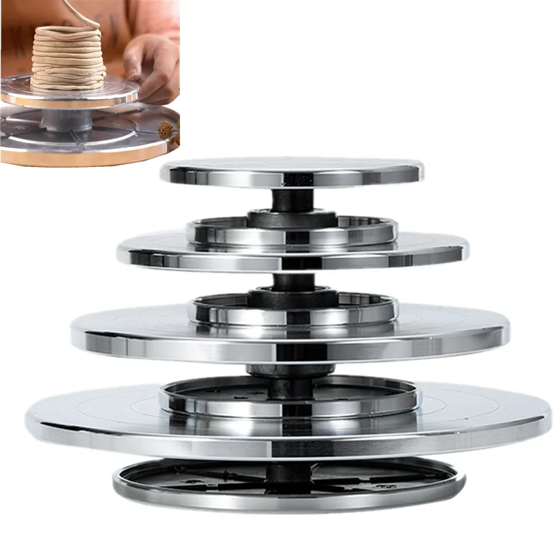 15/20CM Pottery Wheel Double-Sided Aluminum Pottery Turntable DIY Clay Tools Rotary Plate Cake Rotating Table Ceramics Clay Tool