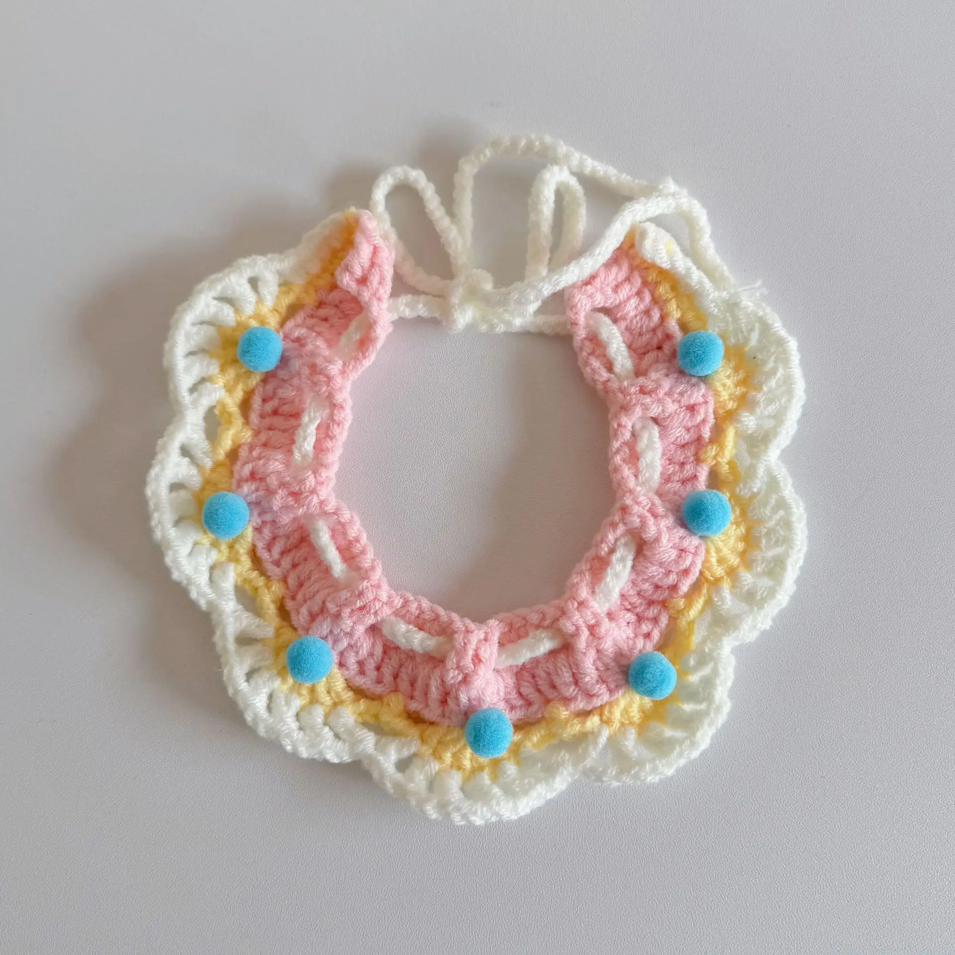 Pet Floral Edge Knitted Bib Collar Cute Adjustable Kitten Dog Cat Decoration Handmade Scarf Necklace Pet Supplies Pet Accessorie 6