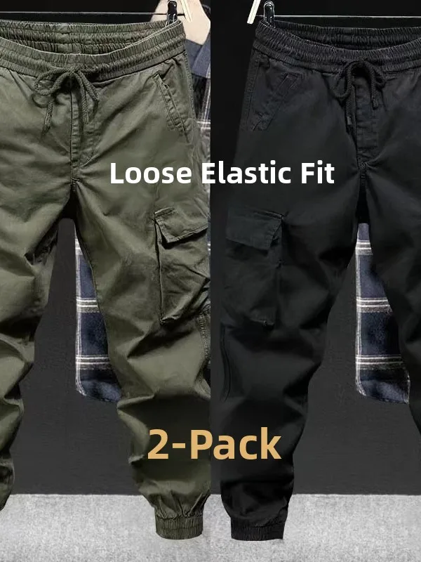 Loose Casual Workwear Pants for Men Spring Autumn Multi kets Dstring Slimming Large Size Trendy Brand Leisure Long Trou...