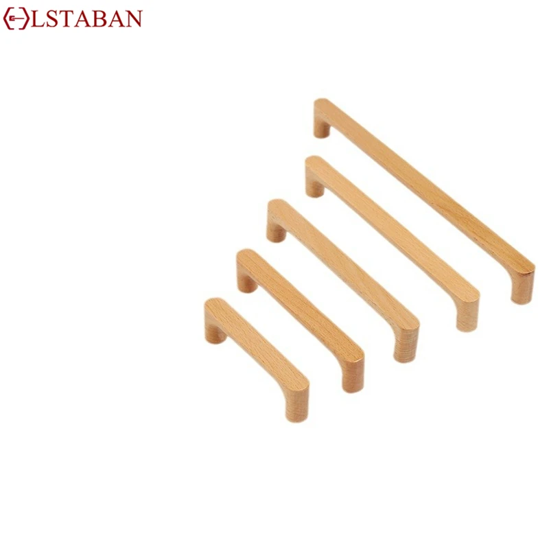Nordic Wooden Furniture Handles Beech Wood Kitchen Cabinet Handles Wardrobe Cupboard Drawer Knobs Solid Hardware Pull Handle furniture handles kitchen door handles