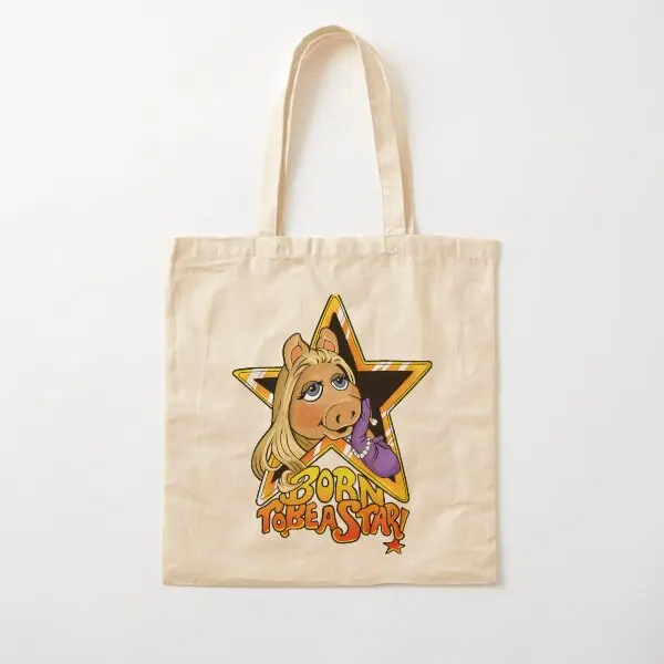 

Холщовая Сумка Miss Piggy из хлопка, дорожная сумка для продуктов, унисекс, Повседневная Складная модная дизайнерская сумочка-тоут на плечо