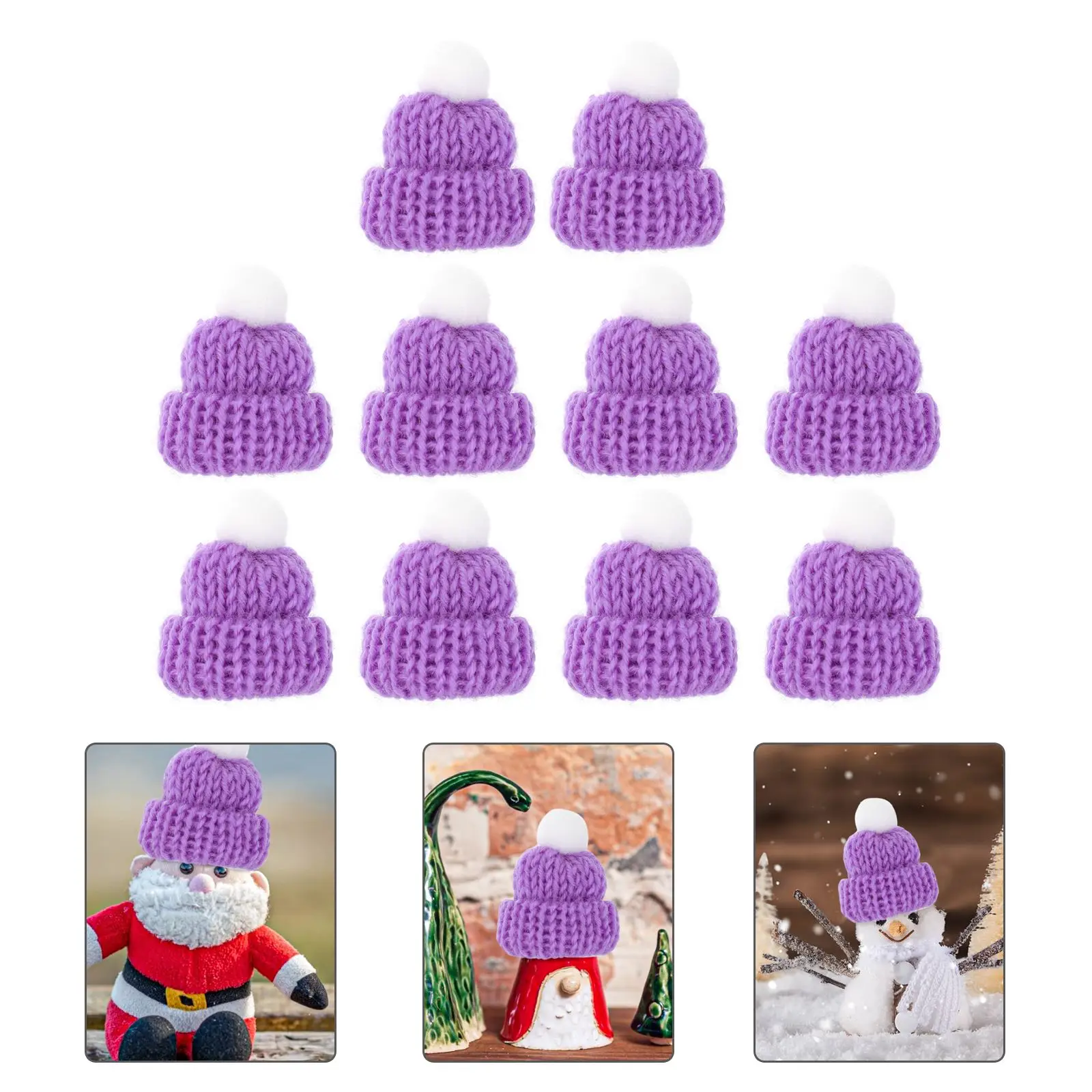 Christmas Beanie Hat 10PCS Mini Santa Hat Lollipop Wine Bottle DIY Xmas Christmas Hats Knitted Party Favors DIY Handmade Accessory