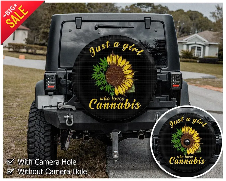 

Just A Girl Who Loves Cannabis Gift for her, , Spare Tire Cover For Car Custom Tire Cover, Car Accessories, Spare Tire Cover