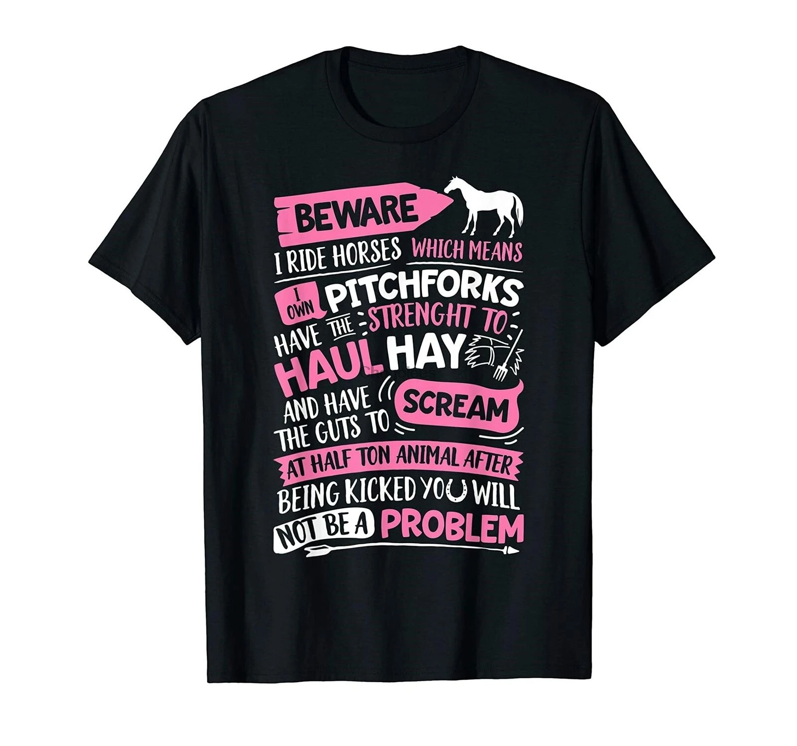 Beware I Ride Horses T Shirt Horse Lover Girls Riding Racing T-Shirt Funny Gift |
