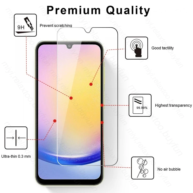 3PCS Full Protective Glass Case for Samsung Galaxy A25 5G Phone Screen Protector Cover phone case phone protector cover screen protector tempered glass