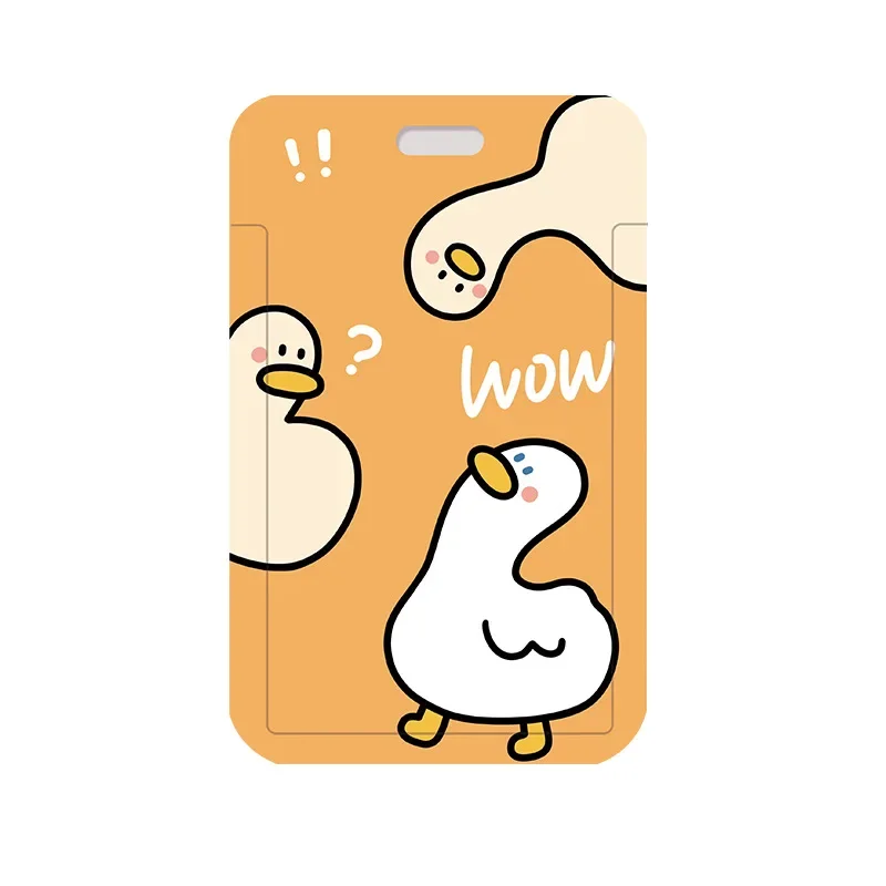 Cartoon card holder Little Yellow Duck Card Cover Card Access Badge Holder Long Rope Neck Strap Lanyard Badge Protective