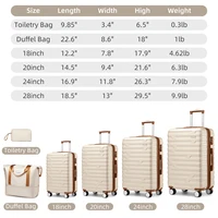 Ensemble de bagages 6 pièces avec sacs de voyage, valises rigides extensibles avec roulettes pivotantes et serrure TSA, couleur crème 3