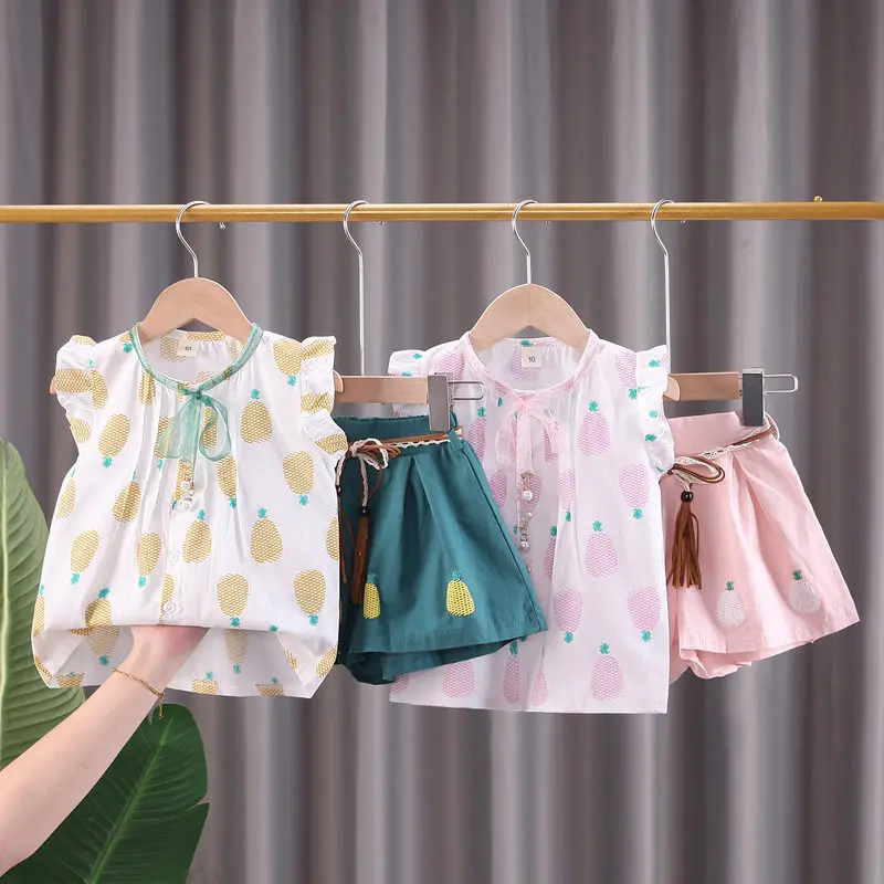 

Summer Children Baby Girl Clothes Cartoon Print T-Shirt Shorts 2pcs/Sets Child Toddler Fashion Cotton Clothing Infant Tracksuits