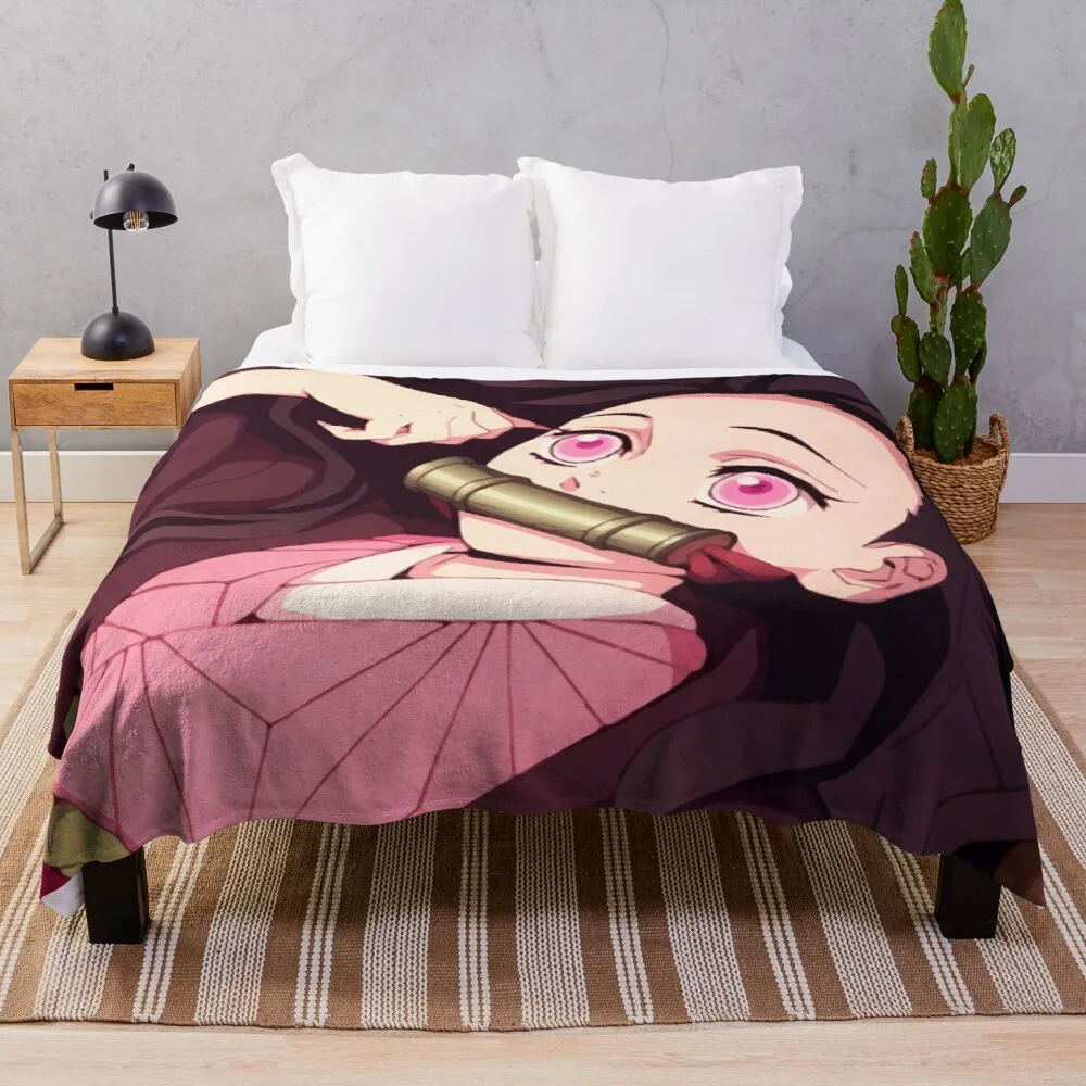 Demon Slayer, Kimetsu No Yaiba Nezuko 1 Throw Blanket Blanket Lace