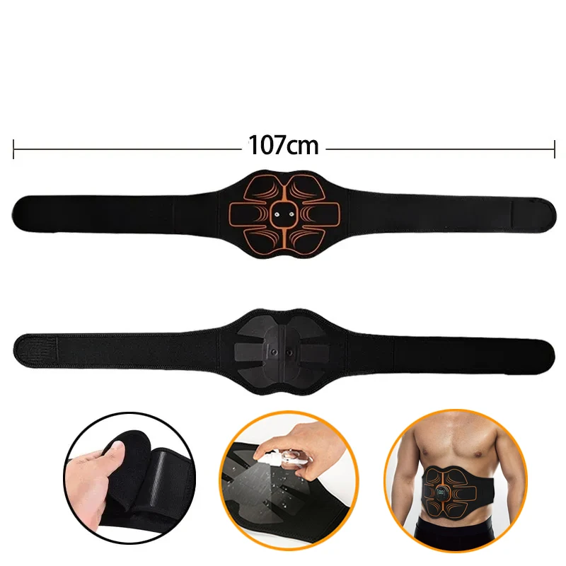 107cm Abdominal Muscle Training Belt Waist Abdominal Massager Belts Muscle Toner Fitness Massage Equiment 10 Modes 30 Levels