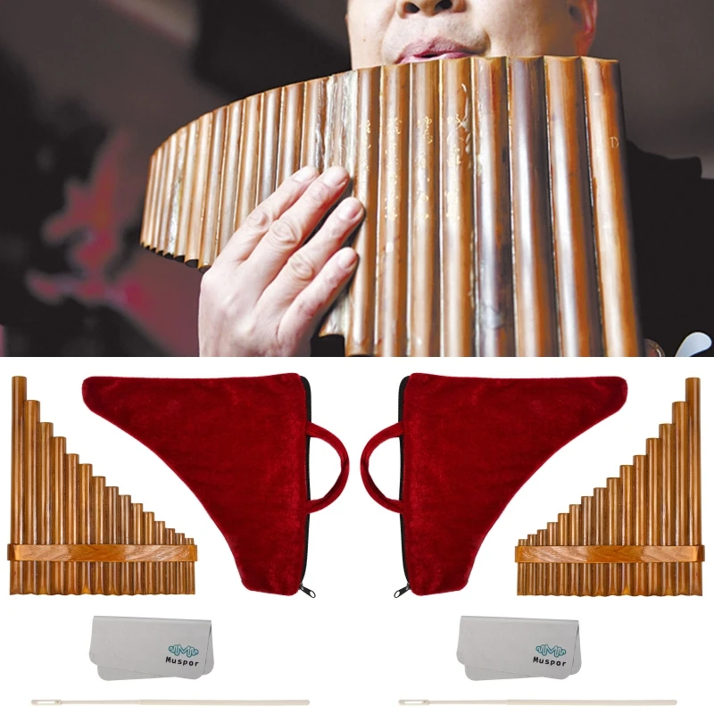 Handmade Pan Flute 15 Natural Bamboo Pipes Wind Instrument Slippers Wrench Flute Pan Folk Musical