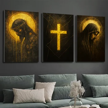 3pcs Jesus & Mary Canvas Wall Art