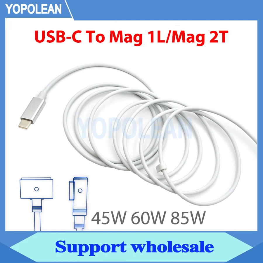 New 180cm Magnetic USB-C Type To MagSaf* 1 2 Cable Cord For Apple Macbook Pro Air 29W 30W 61W 65W 87W 96W Charger Power Adapter |