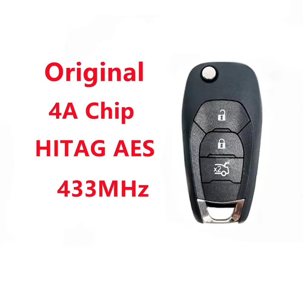 

Original 433MHz AES 4A Chip 3Button Flip Remote PCF7938 NCF296XMTT HITAG Fob for Chevrolet Cavalier 2017 2018 2019 2020 HU100