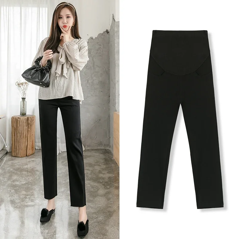Spring Thin Cotton Linen Maternity Pants Casual Belly Clothes for Pregnant Women Pregnancy Business Trousers Wear Woman 2