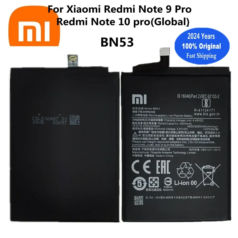 

Аккумулятор BN53 для Xiaomi Redmi Note 9 Pro Note9 / Redmi Note 10 pro Note10, оригинальный аккумулятор для телефона, 2024 год, 100%