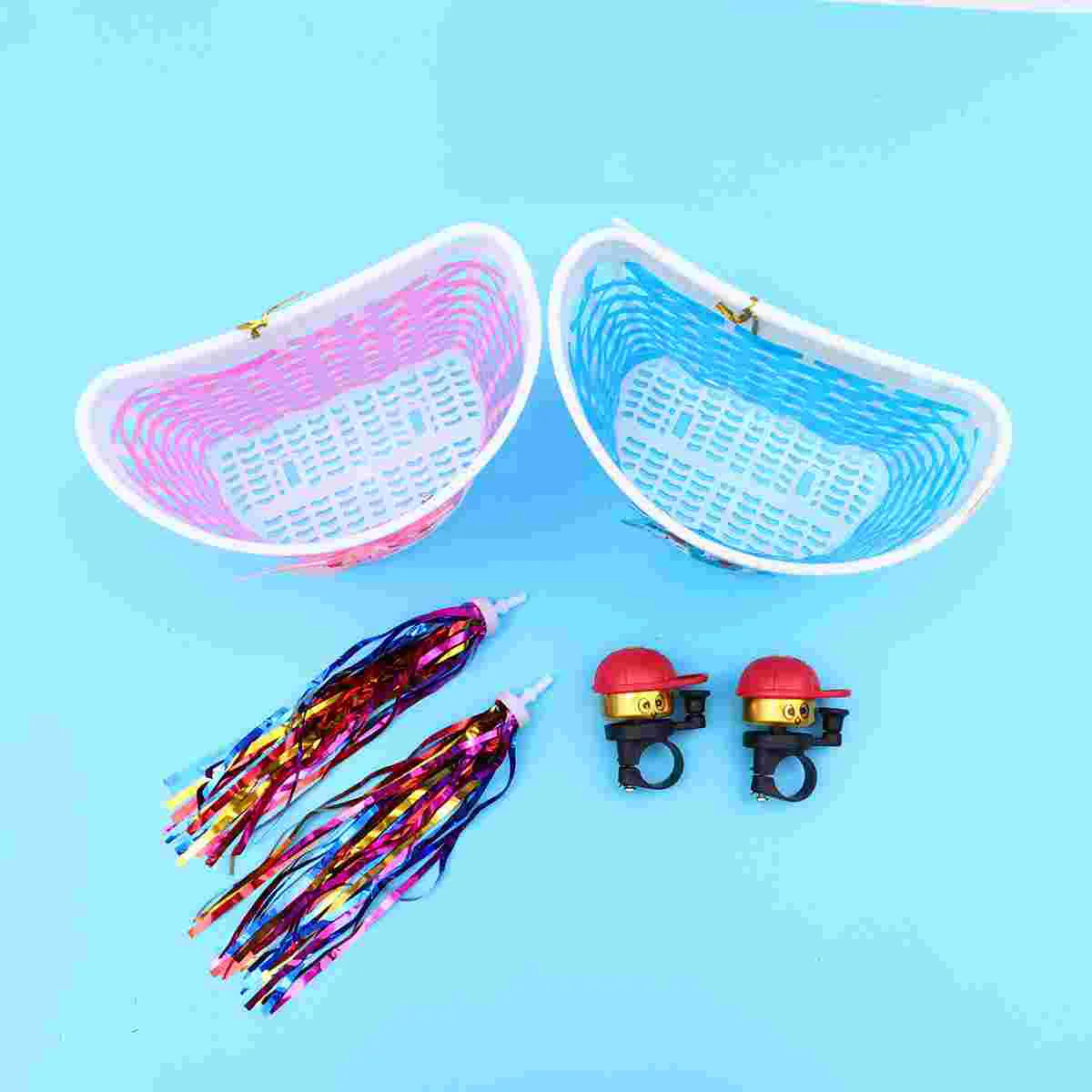 

1 Set Diverse Kids Scooter Accessories Set Funny Bike Carrier Parts Set (2pcs Car Bell, Blue and Pink Car Basket Each 1 PC, 2