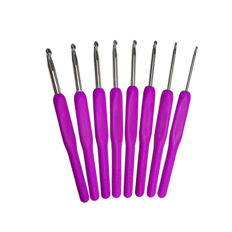 4mm TPR Aluminum Crochet Hooks Hand Sewing Needles Grip Purple