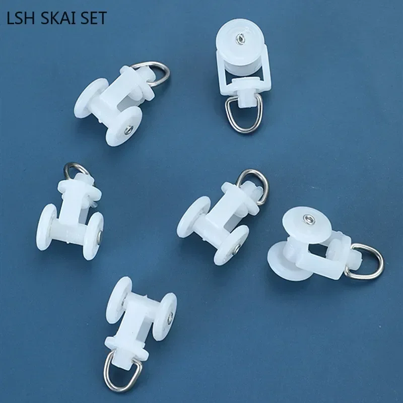 30pcs Curtain Track Accessories Plastic Roller Straight/bent Track Shower Curtain Hook Ring Pulley Household Hardware