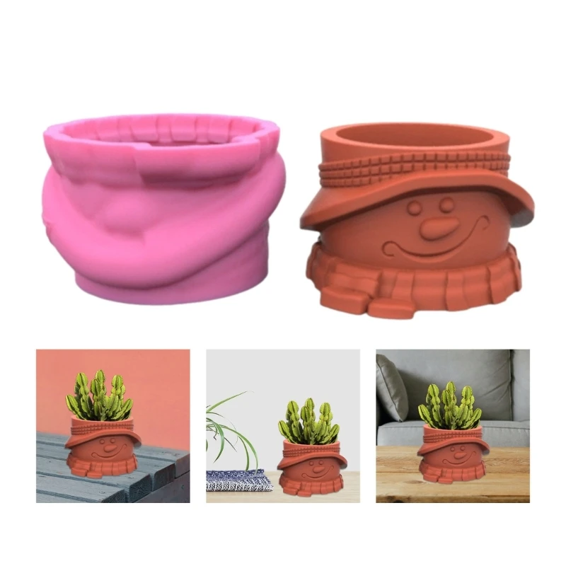 

DIY Snowman Flower Pot Silicone Molds Pen Holder Concrete Mold Succulent Planter Making Tool for DIY Craft Dropship