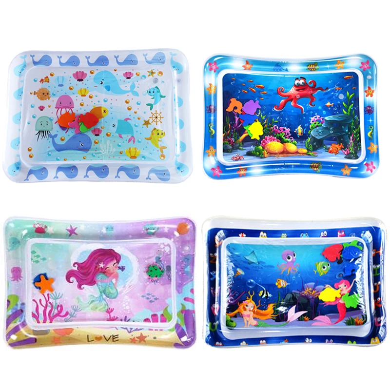 Inflatable Water Play Mat Baby Water Play Mat PVC Inflatable Cushion Infant Tummy Time Summer Toddler Water Pad Kids Early Education Developing Toys Gift