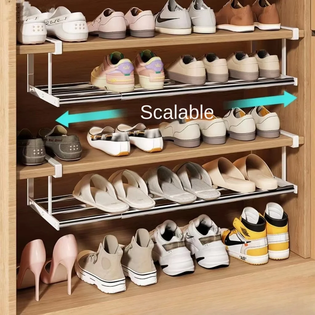 

Shoe Cabinet Layered Partition Shoe Rack Household Expandable Lower Hanging Shoe Tray Storage Tool Space Saving Entrance