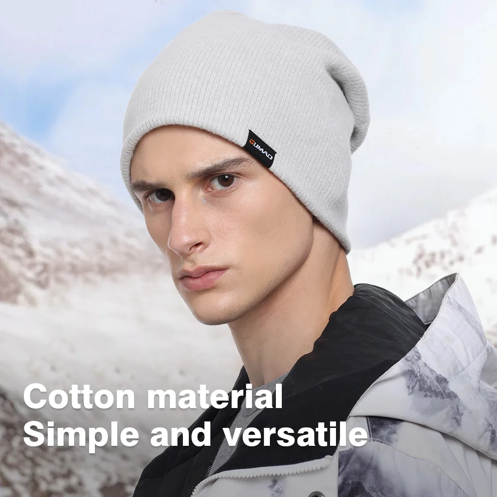 Solid Beanie Cap Warm Ear Cover Soft Knitted Hat Bandana Hedging Cap Autumn Winter Outdoor Sports Running Hiking Ski Hat Unisex 2