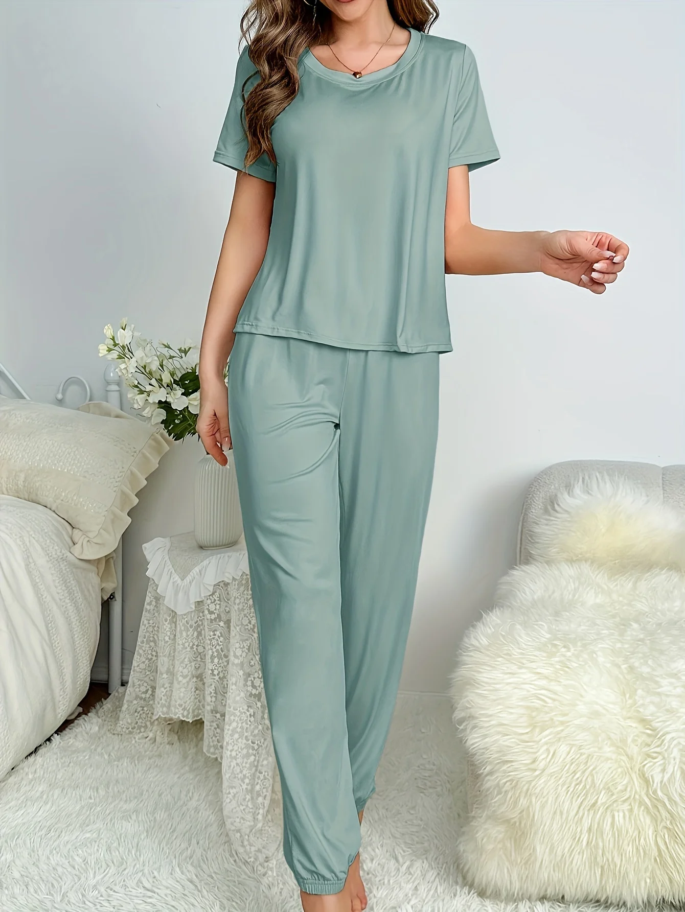 Women's Loungewear Set 2 PCS Pajamas Sleepwear Homewear Soft Comfortable Lounge Set Casual Outfit Can Be Worn Outside Streetwear