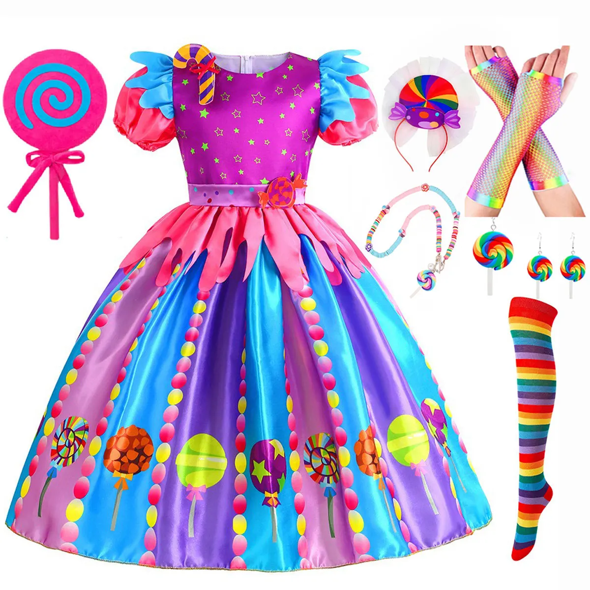 NewSweetLollipopCandyGirlDressCarnivalPartyLittleKidsBirthday