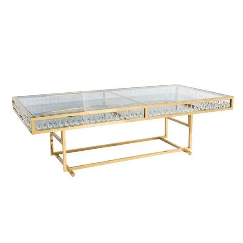 

Tent Wedding Tables Gold Glass Stainless Steel Party Gold Banquet Dining Table