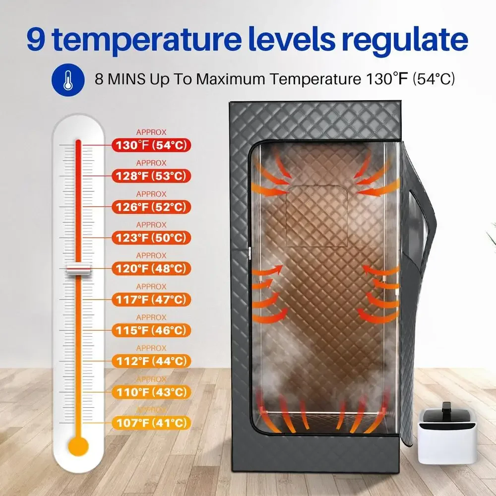 Portable Home Sauna Tent with 2.6L Steamer Remote Control & 9 Adjustable Steam Levels 1000W Steamer Effortless Relaxation 4