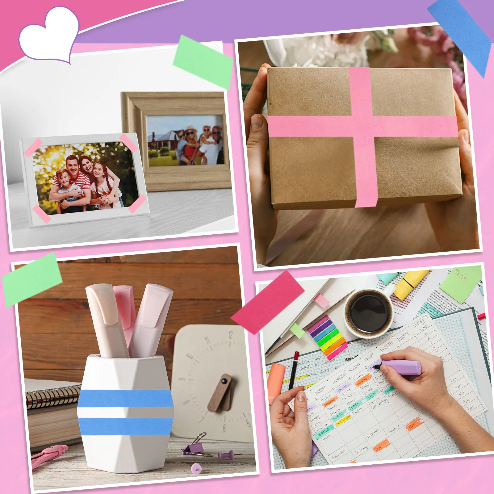 Vibrant Washi Tape Set - Decorative Masking Tape for Arts, Crafts, and Scrapbooking