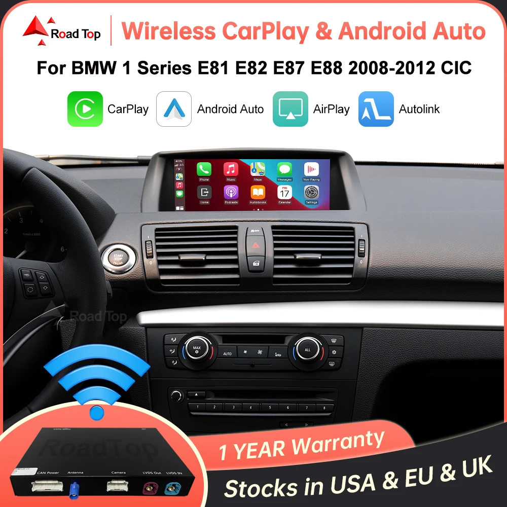 Wireless CarPlay For BMW CIC System 1 Series E81 E82 E87 E88 2008-2012 with Android Auto Mirror Link AirPlay Car Play navigation